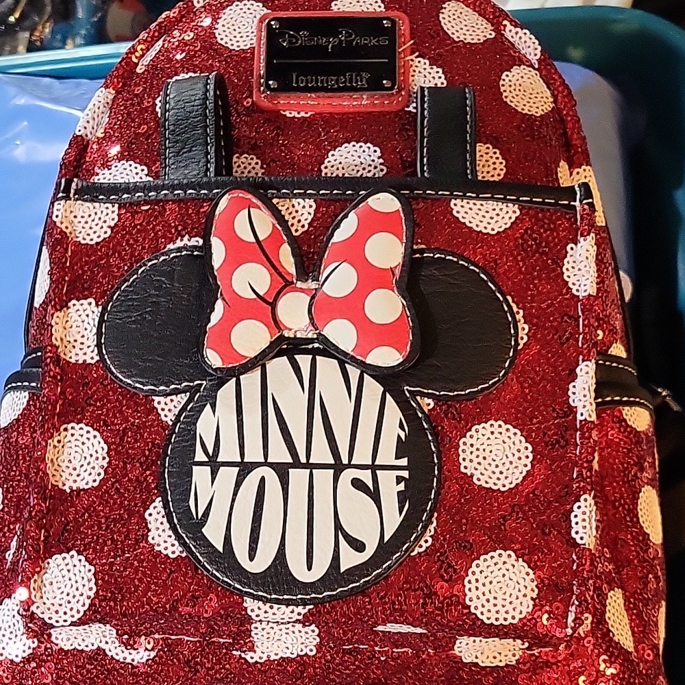 Loungefly Minnie Mouse Red Polka Dot Sequin Backpack